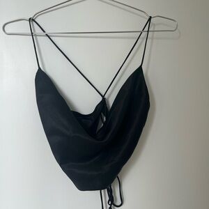 Black satin effect blouse/top Size XS